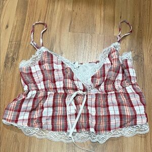 American Eagle Outfitters Red Plaid Cami
